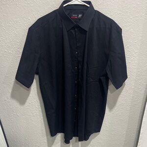 JF J.Ferrar Men's Black Casual Button Down Shirt